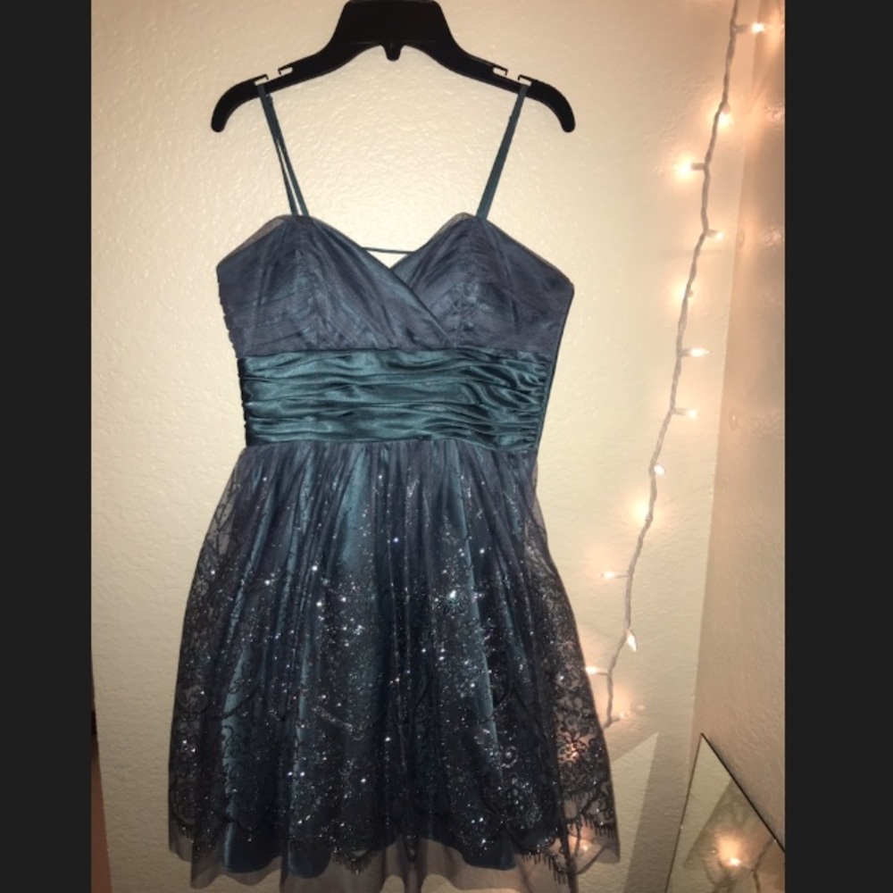 Blue/purple “ice” parallels homecoming dress